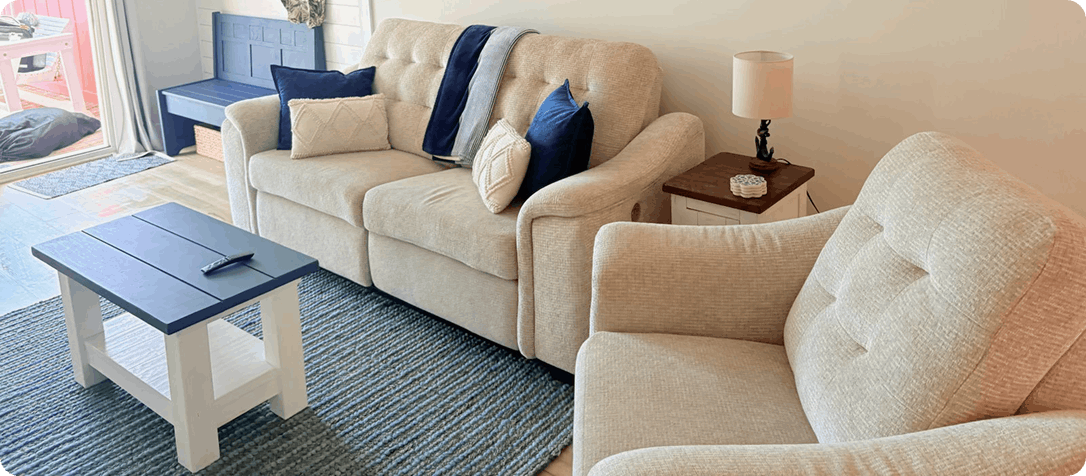 Cleaning Vacation Rental Living Room Furniture